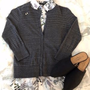Loft grey heather crewneck cardigan